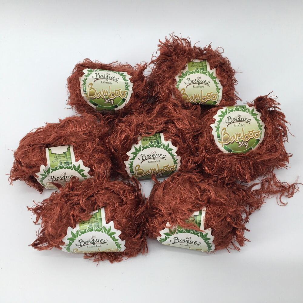 Bosque Bamboo Eyelash Yarn Burnt Orange *LOT OF 7* Fur Fuzzy Knitting Crochet